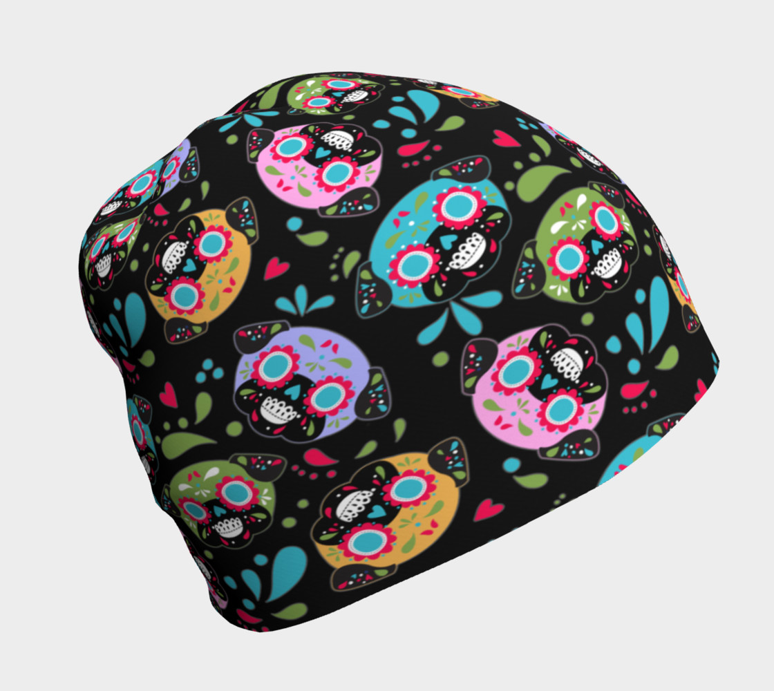 Aperçu de Pug Sugar Skulls Beanie #1