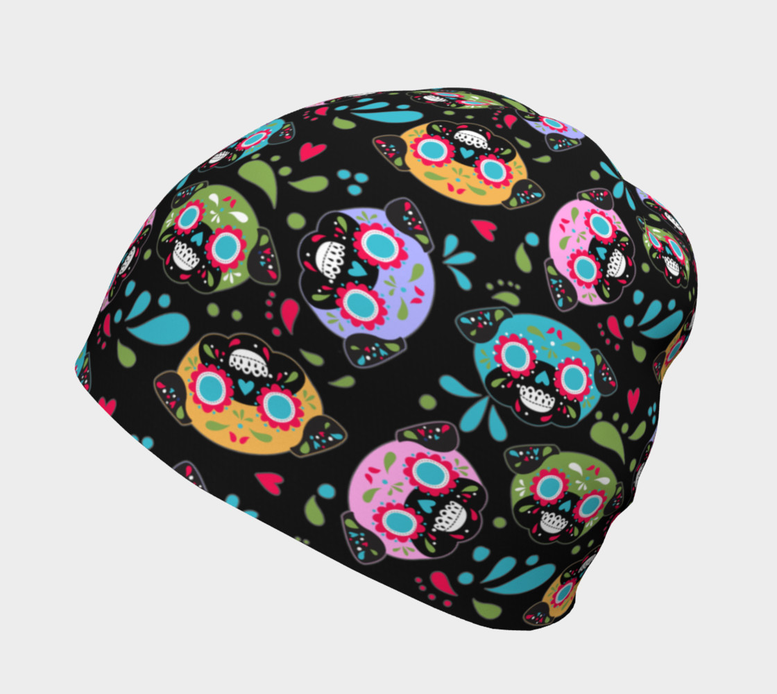 Aperçu de Pug Sugar Skulls Beanie #2