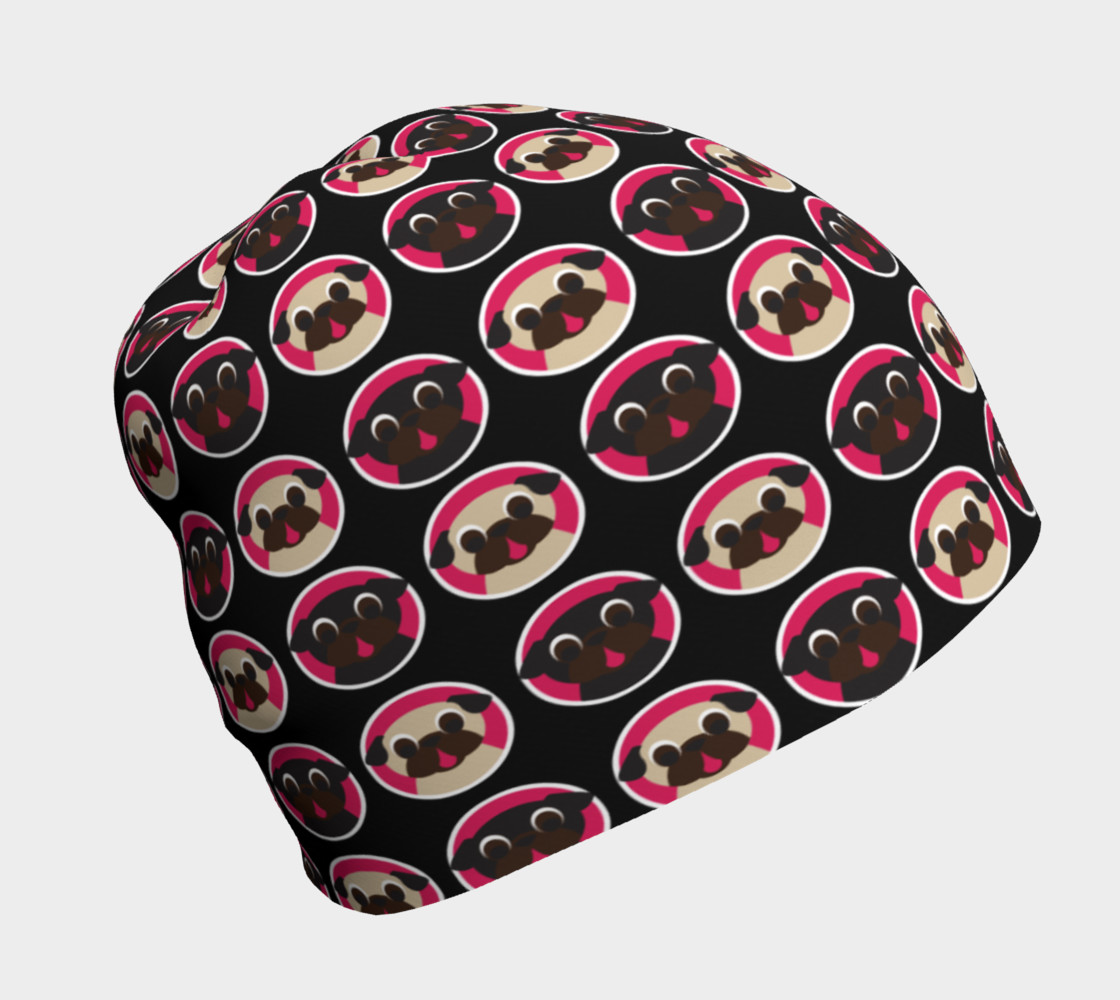 Aperçu de Fawn & Black Pug Heads Beanie #1