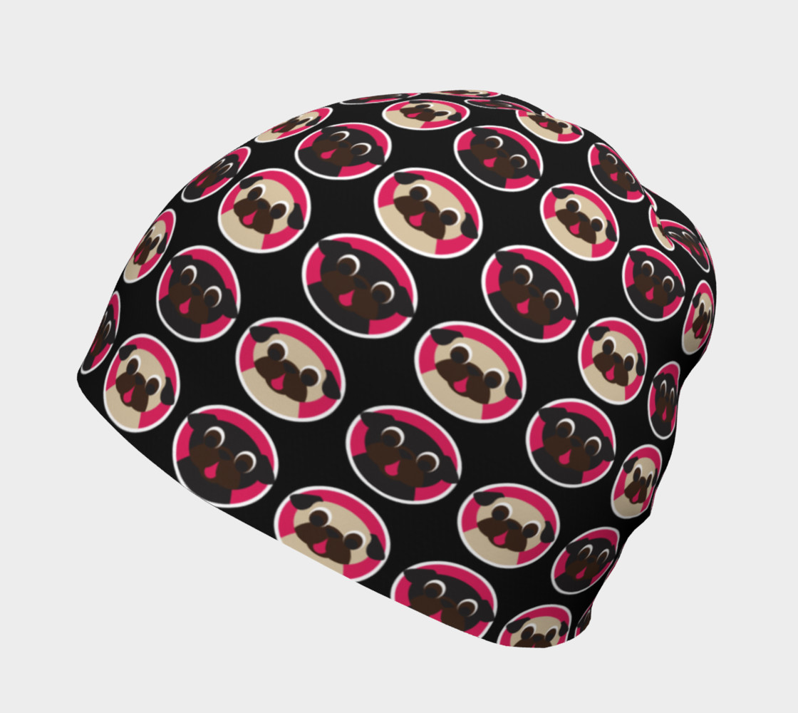 Aperçu de Fawn & Black Pug Heads Beanie #2
