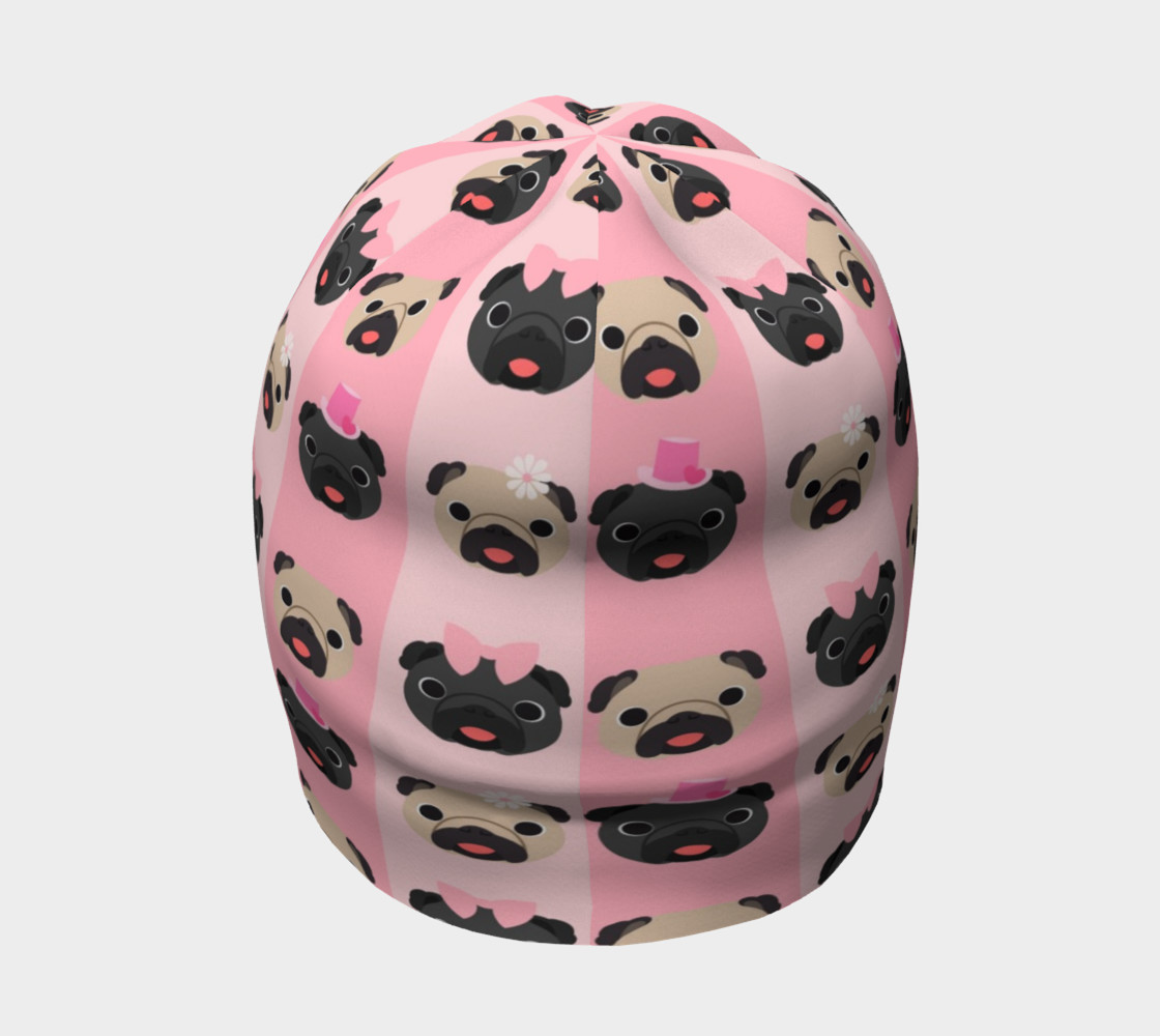 Aperçu de Black and Fawn Pugs on Pink Stripes #4