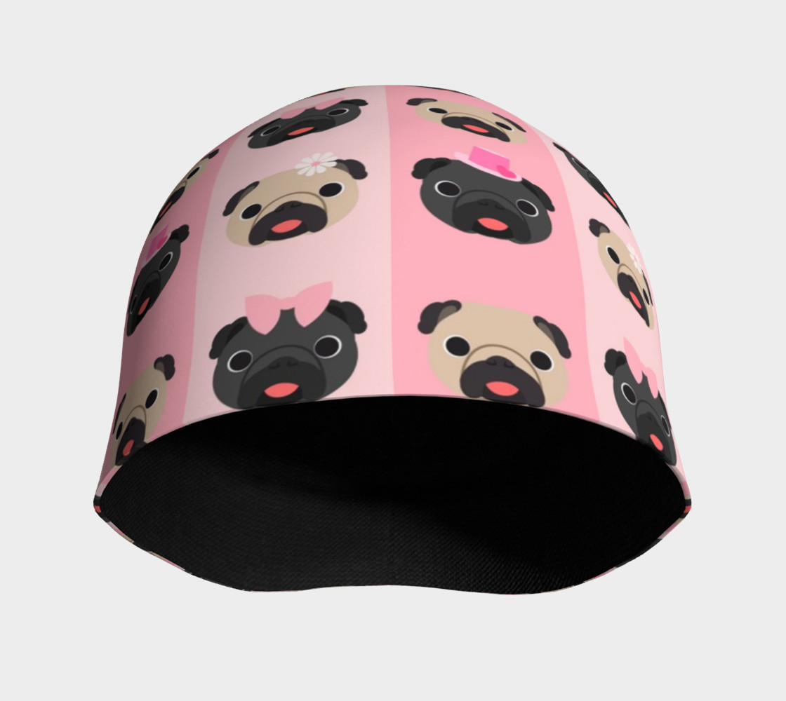 Aperçu de Black and Fawn Pugs on Pink Stripes #3