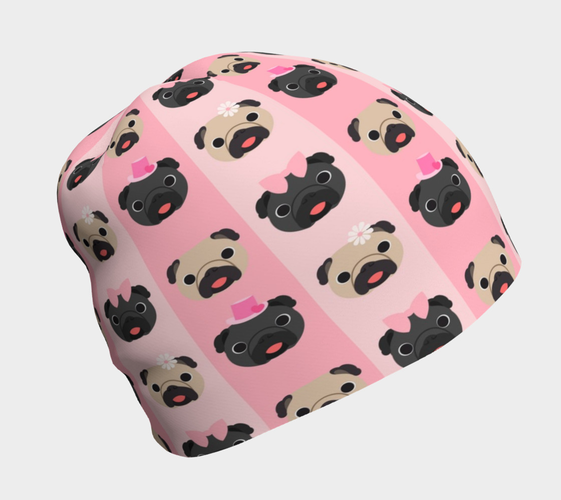Aperçu de Black and Fawn Pugs on Pink Stripes #1