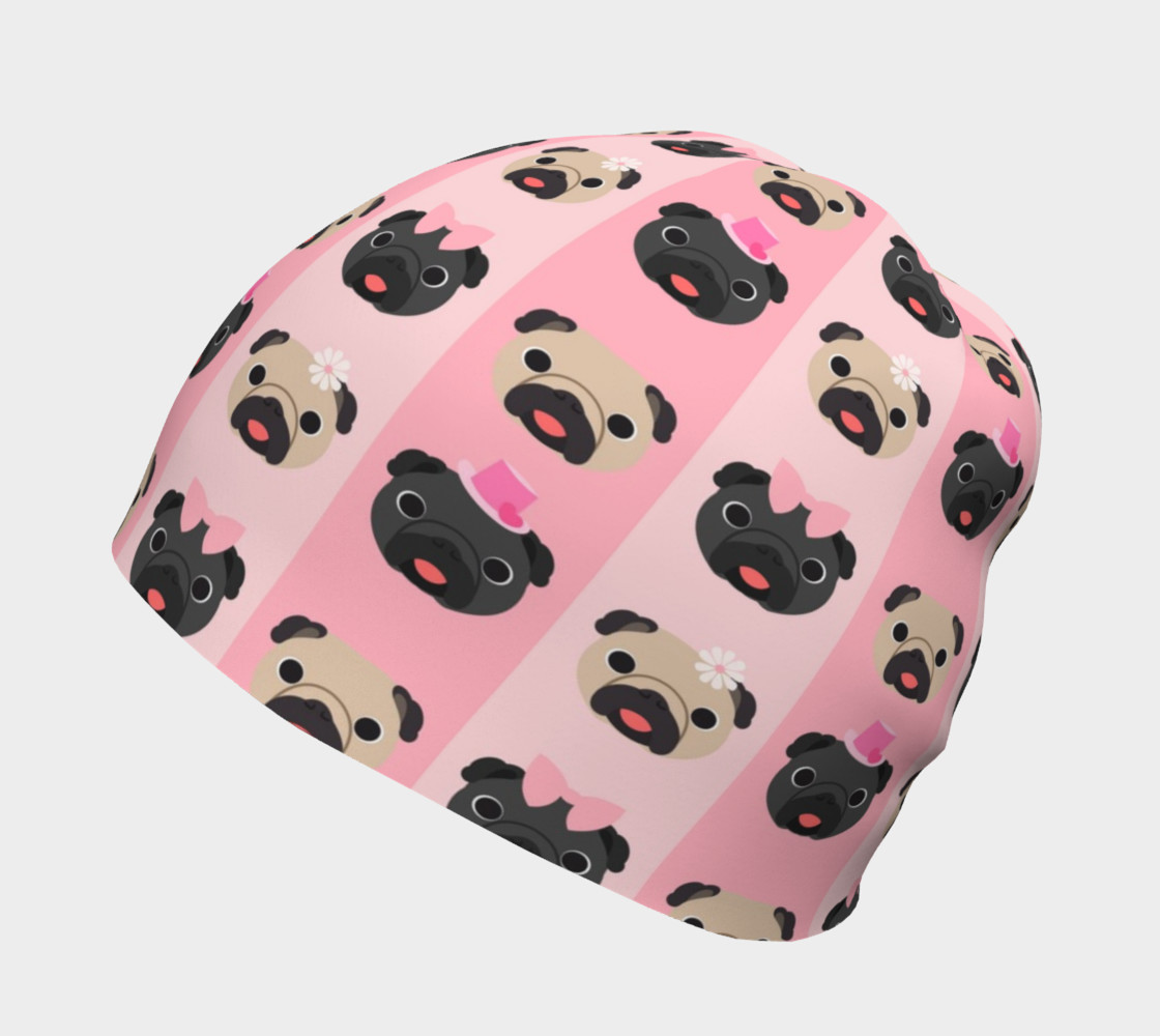 Aperçu de Black and Fawn Pugs on Pink Stripes #2