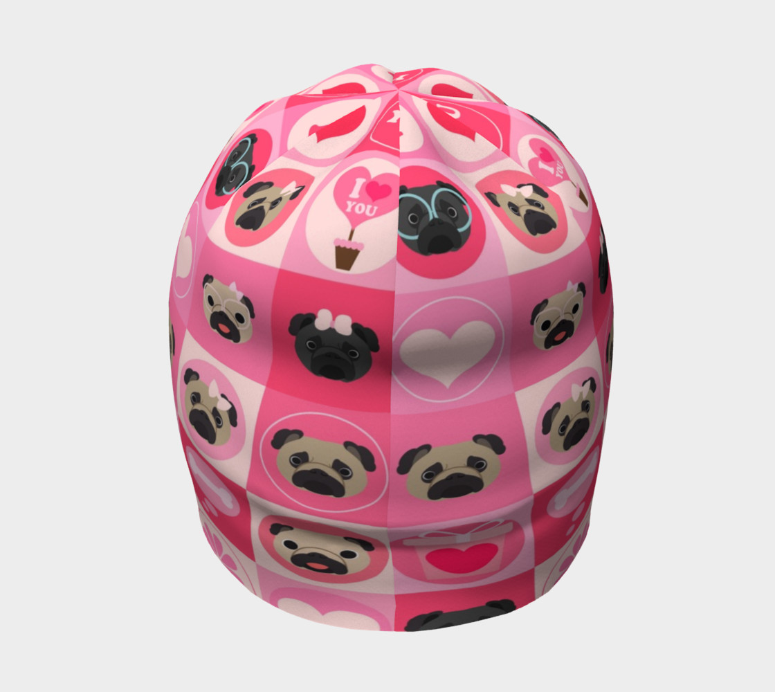 Aperçu de Black and Fawn Pug Valentine - Pink, Flowers, Hearts #4