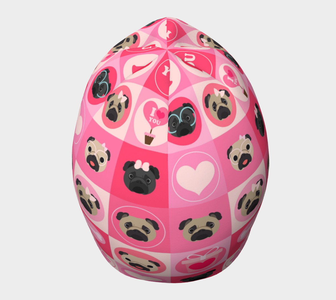 Aperçu de Black and Fawn Pug Valentine - Pink, Flowers, Hearts #5