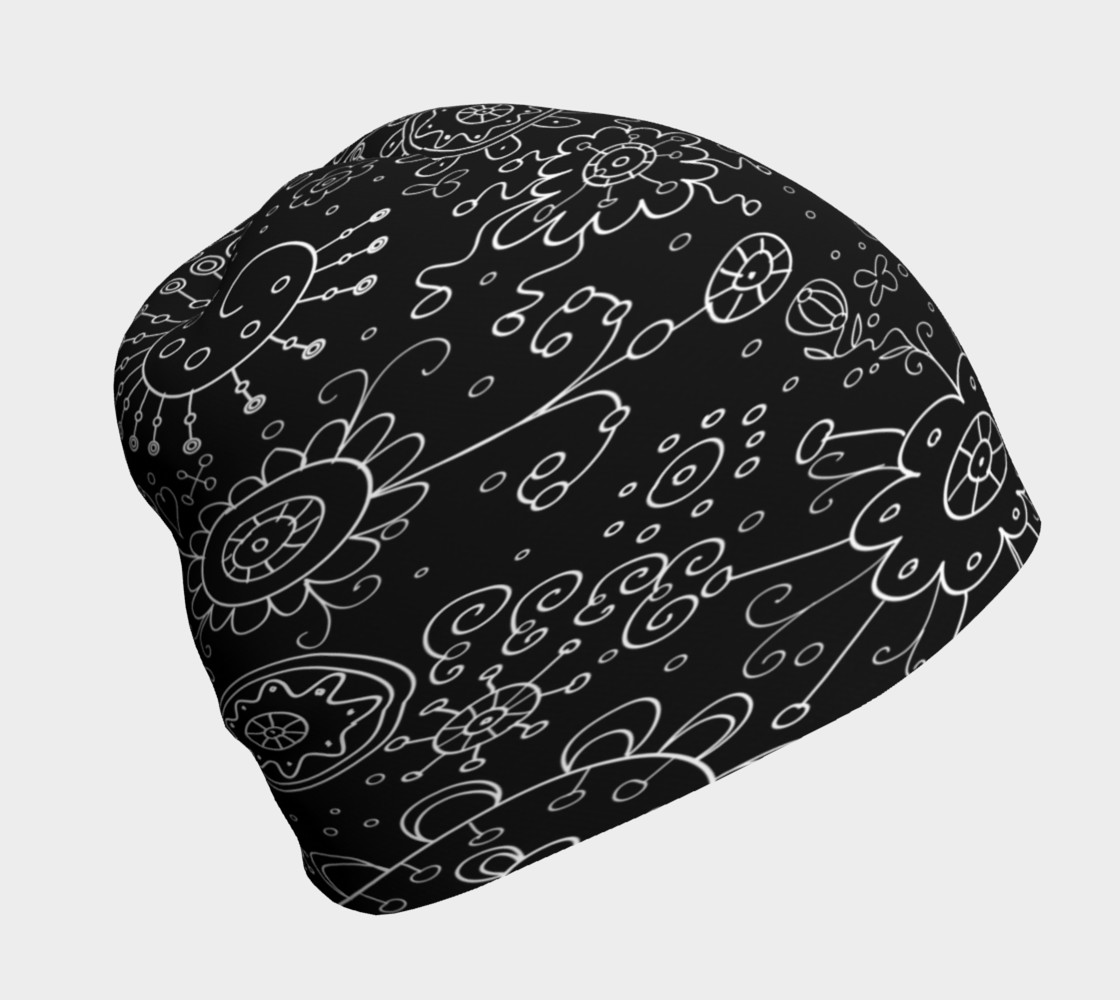 Aperçu de Black and White Doodles Beanie #1