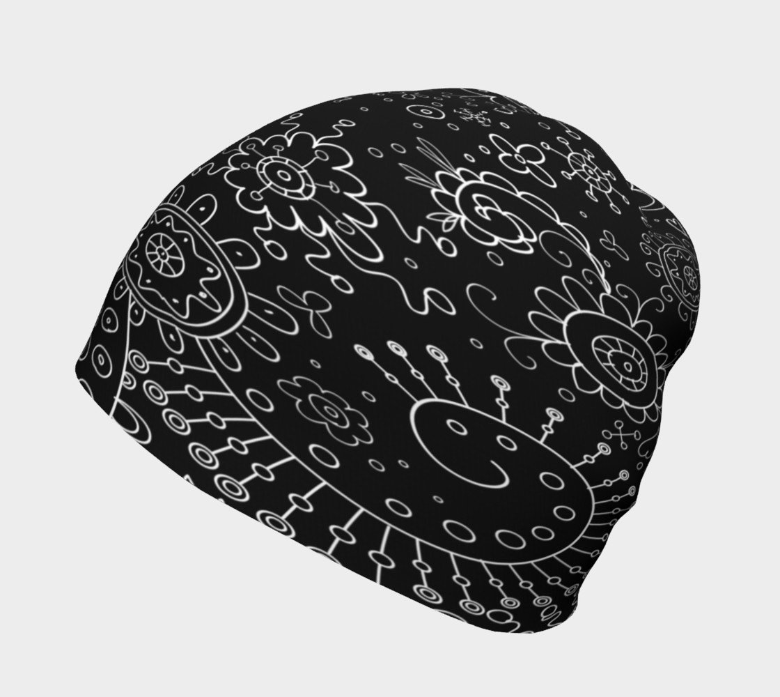 Aperçu de Black and White Doodles Beanie #2