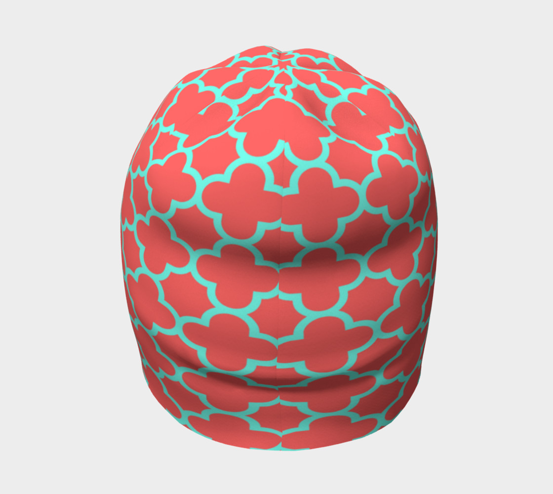 Aperçu de Moroccan Influence in Coral and Teal Beanie #4