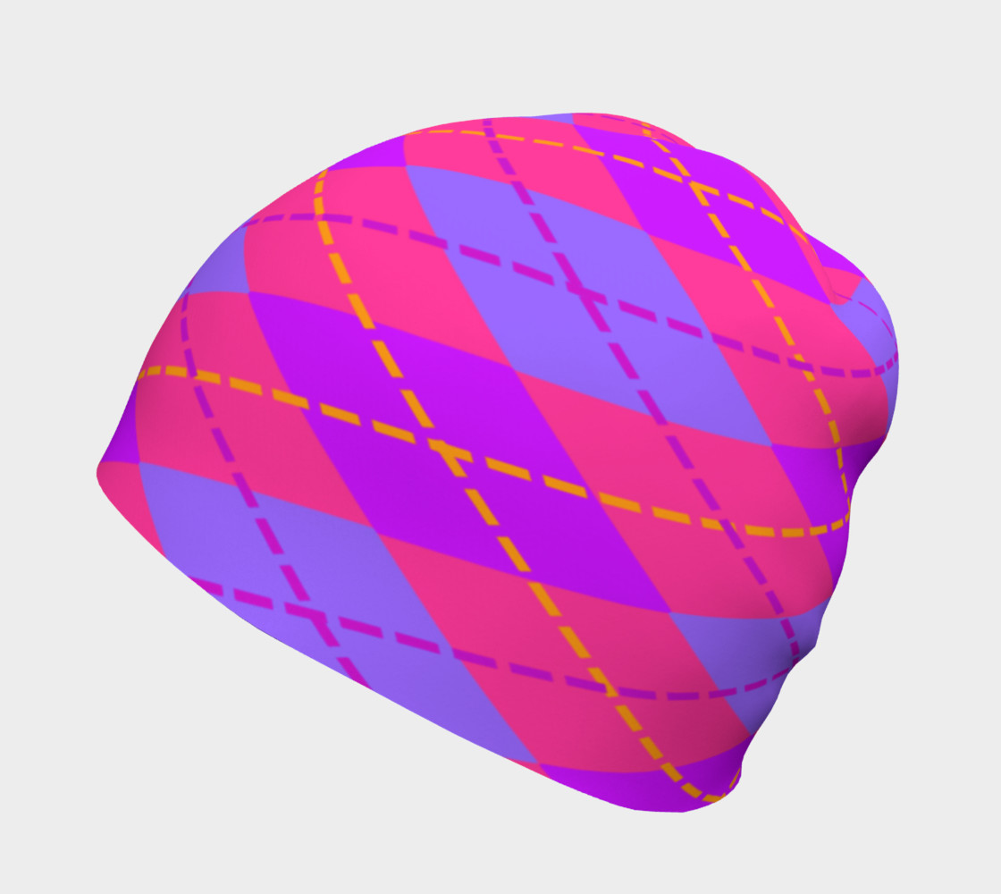 Hot Pink Argyle Beanie preview #2