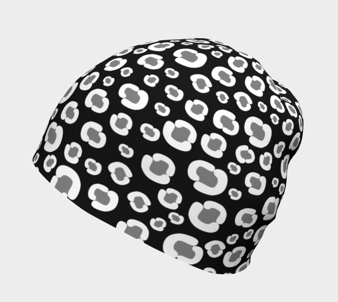 Aperçu de Gray and Black Leopard Beanie #2