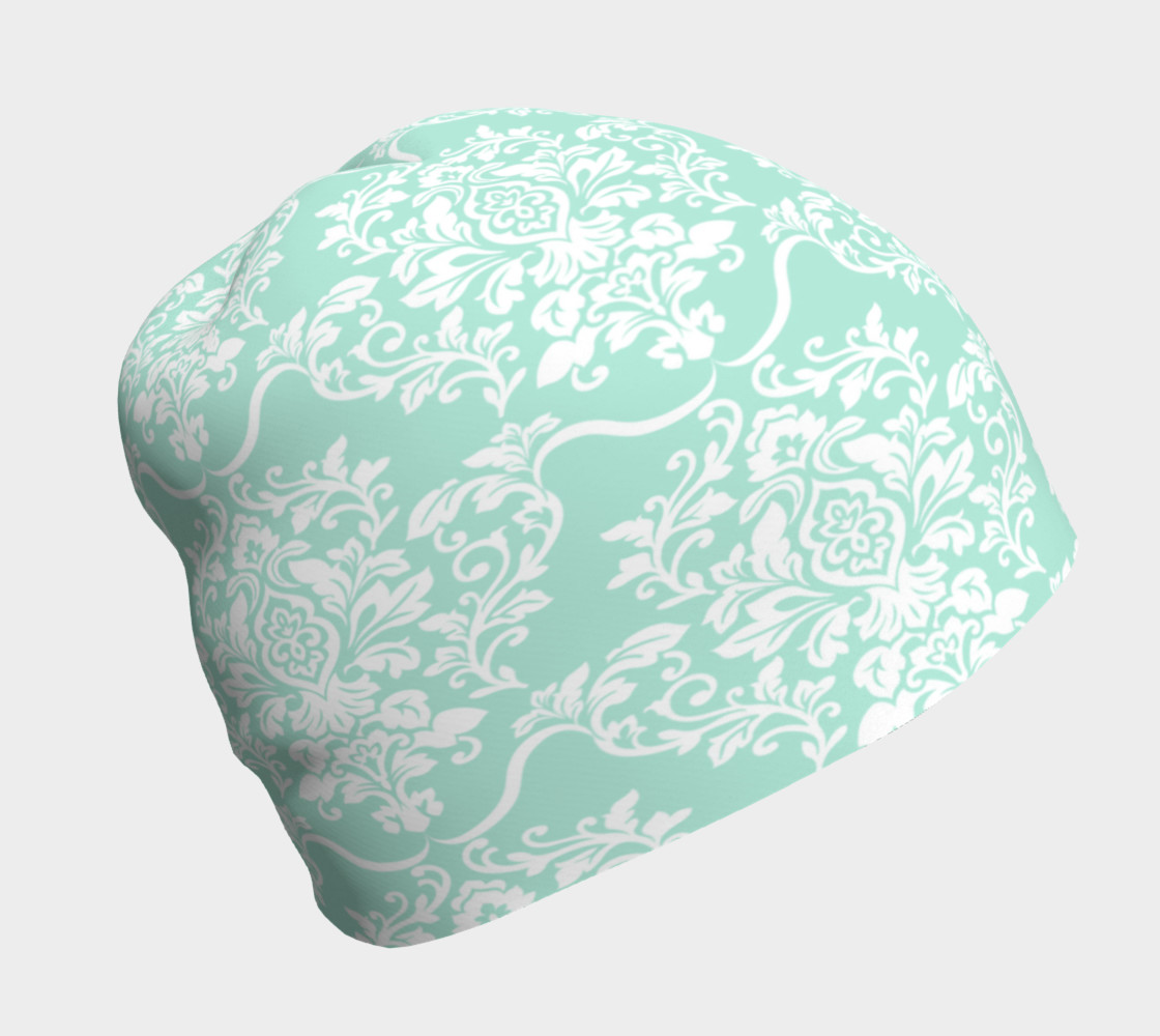 Mint Green Damask Beanie preview #1