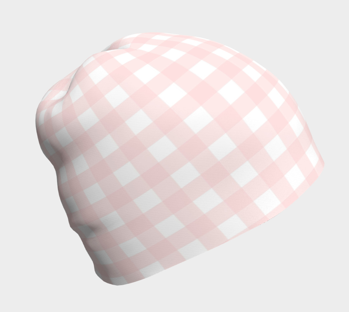 Aperçu de Baby Girl Pink Gingham Beanie #1