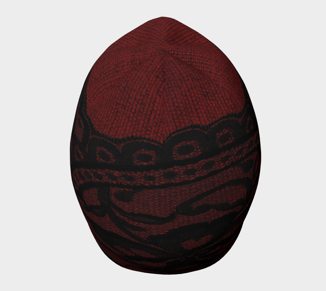 Black Lace Over Red Burlap Beanie preview #5