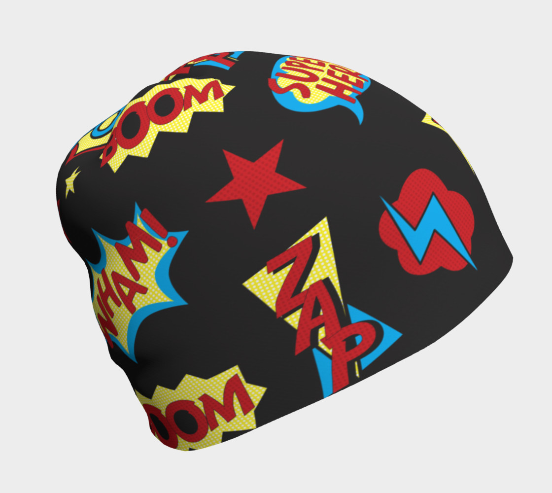 Comic Book Expressions on Black Beanie thumbnail #2