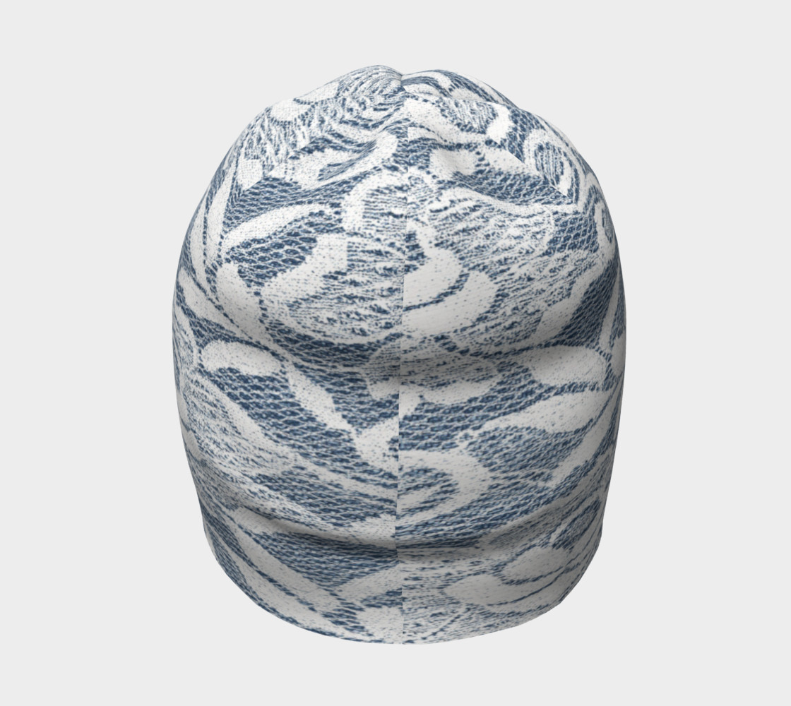 White Lace Floral Over Denim Beanie preview #4