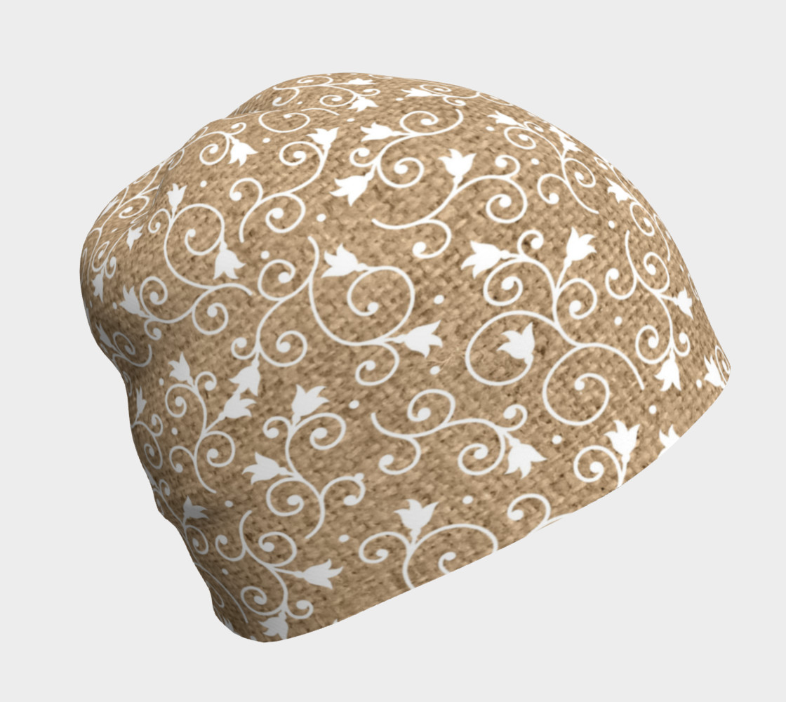 Floral on Burlap Beanie preview #1