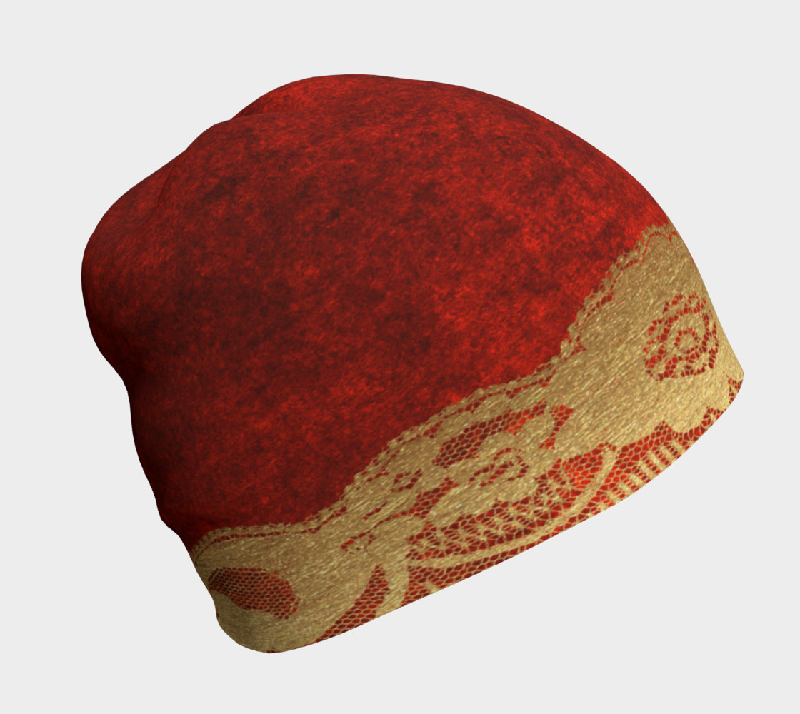 Aperçu de Gold Lace Over Red Velvet Beanie 2 #1