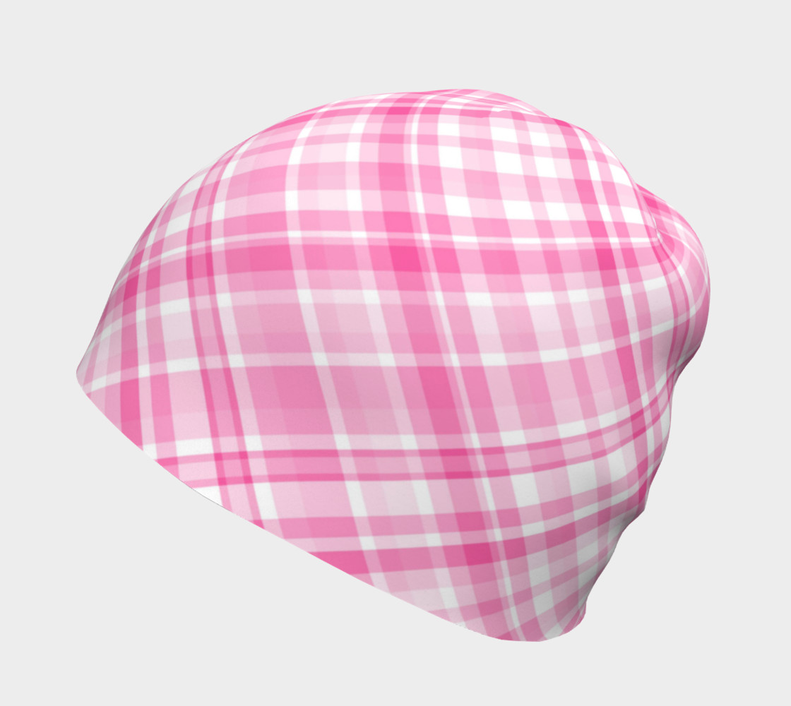 Pink Plaid for Breast Cancer Awareness Beanie preview #2