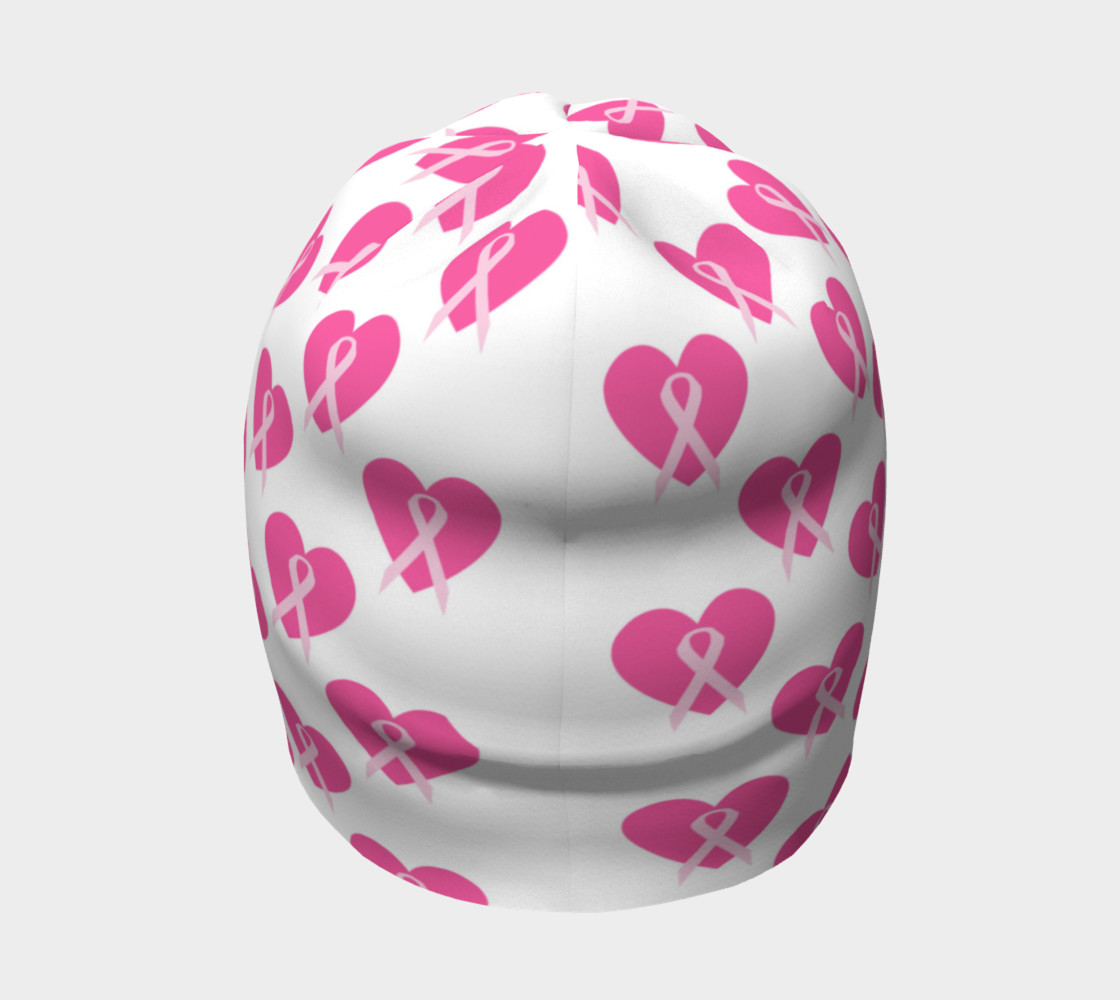 Pink Hearts and Ribbons for Breast Cancer Beanie thumbnail #5