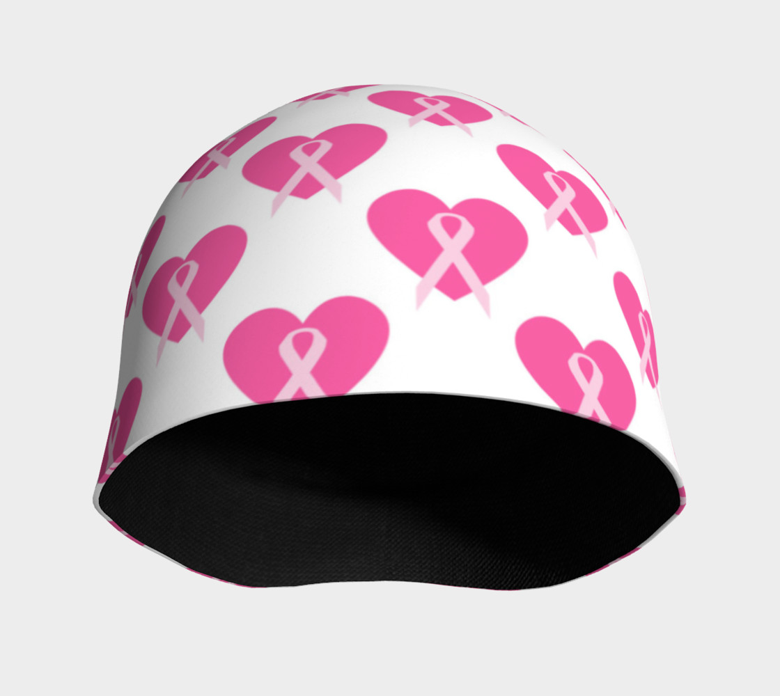 Pink Hearts and Ribbons for Breast Cancer Beanie preview #3