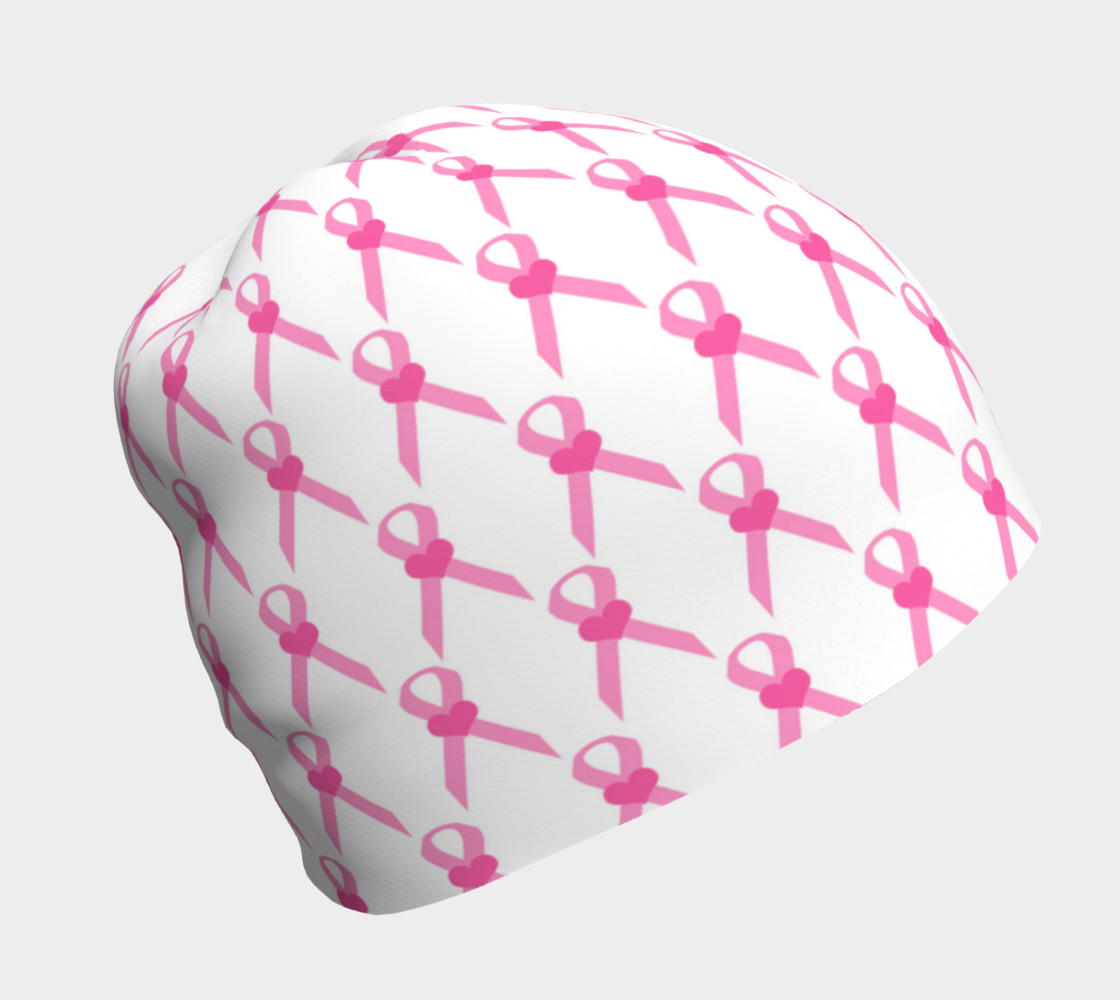 Pink Ribbons with Hearts for Breast Cancer Beanie preview #1