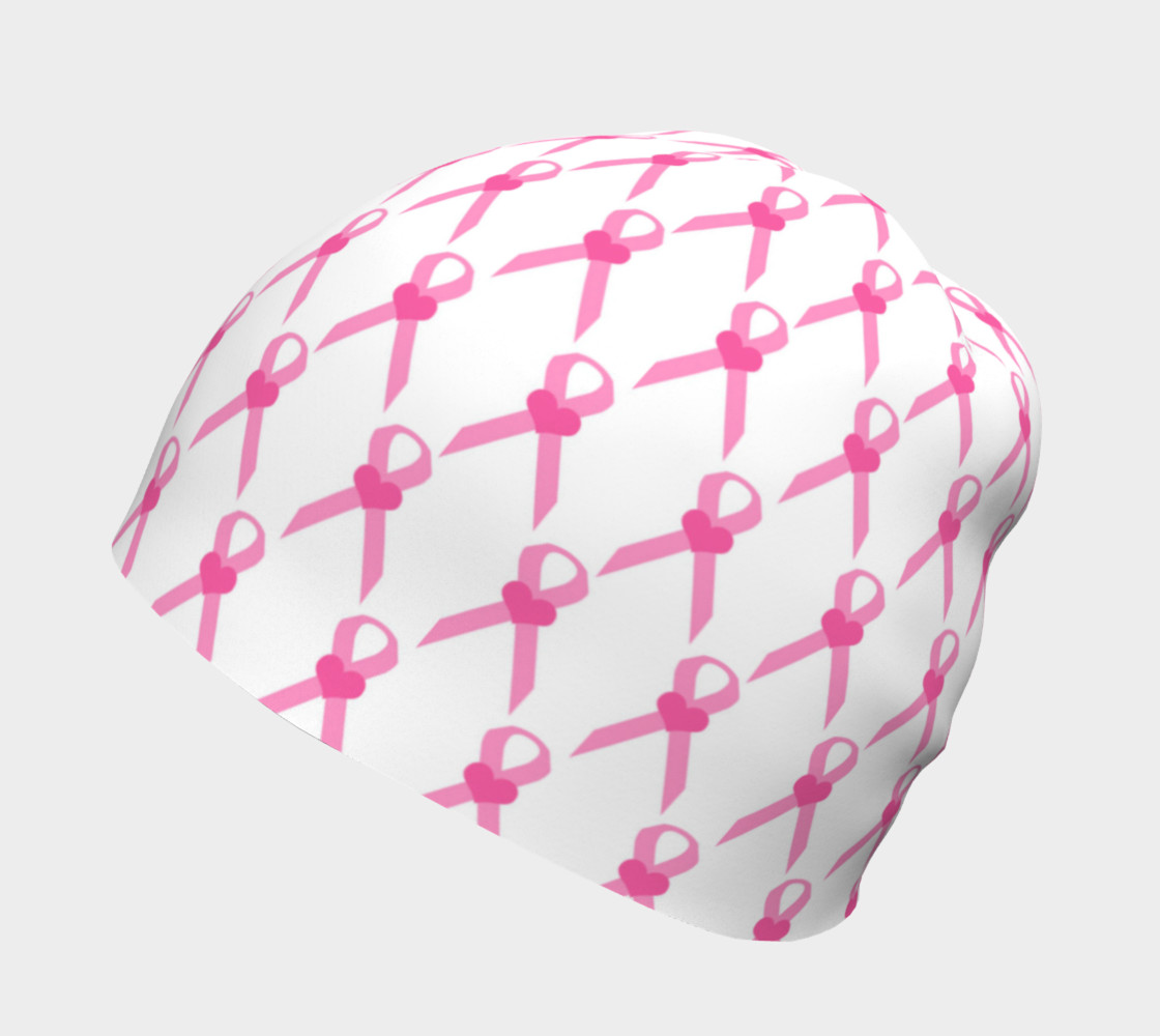 Pink Ribbons with Hearts for Breast Cancer Beanie preview #2