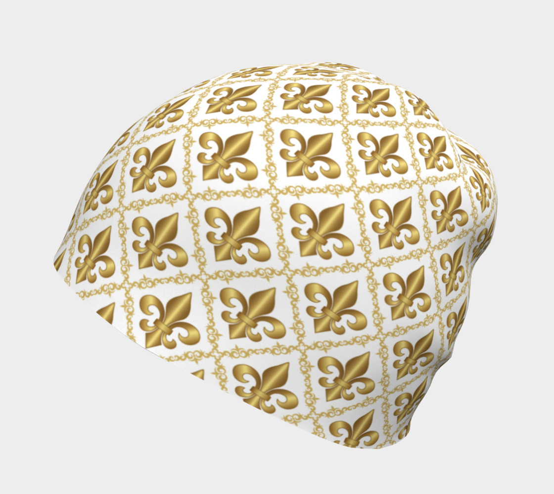Gold Fleur-de-Lis Symbols Pattern on White preview #2