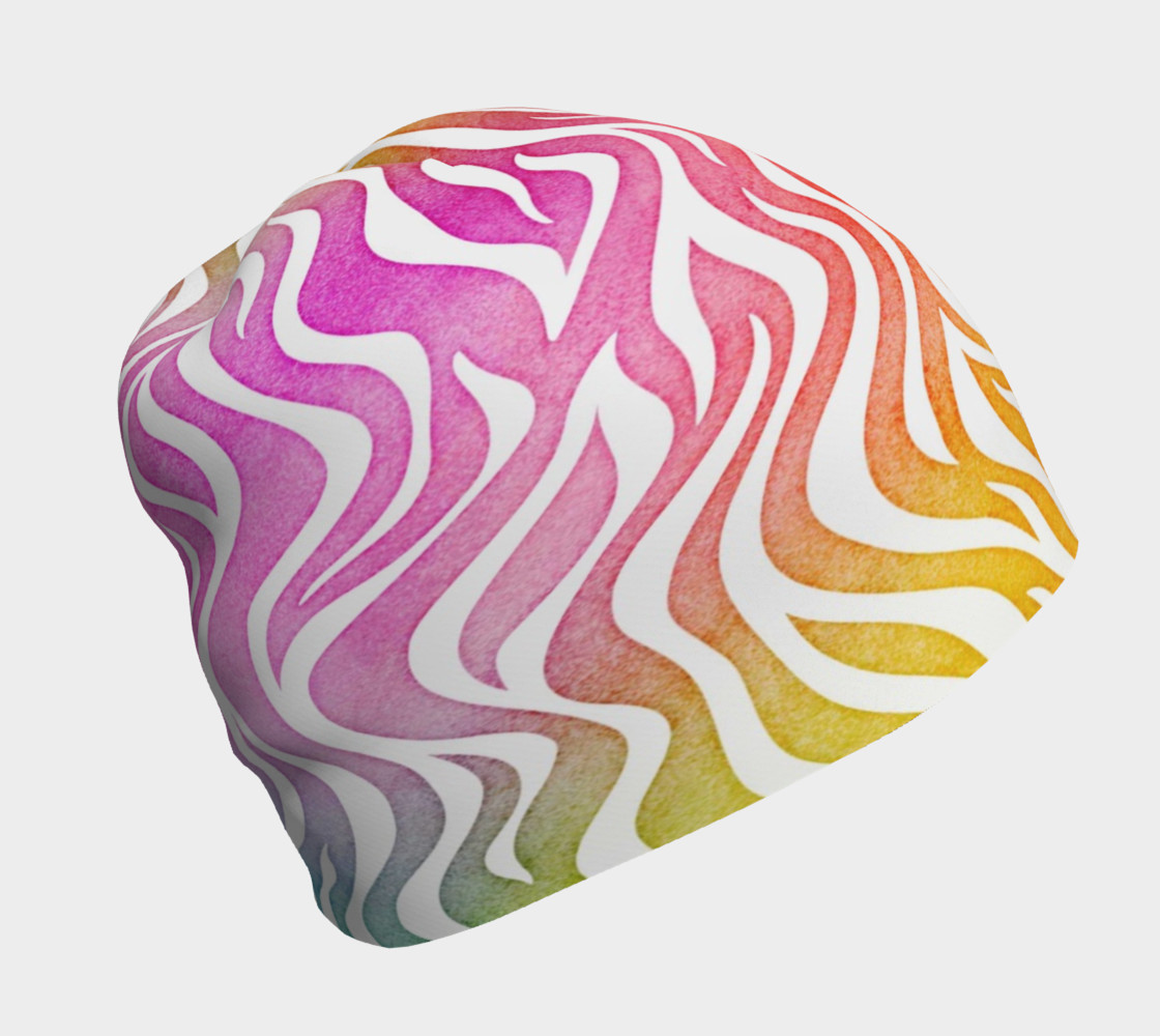 Aperçu de Rainbow Zebra Beanie Hat #1