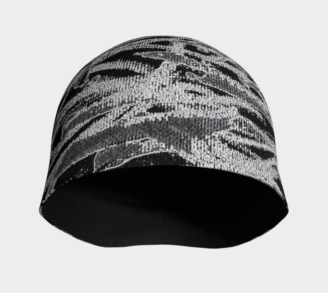 Black White Abstract Lines Beanie preview #3