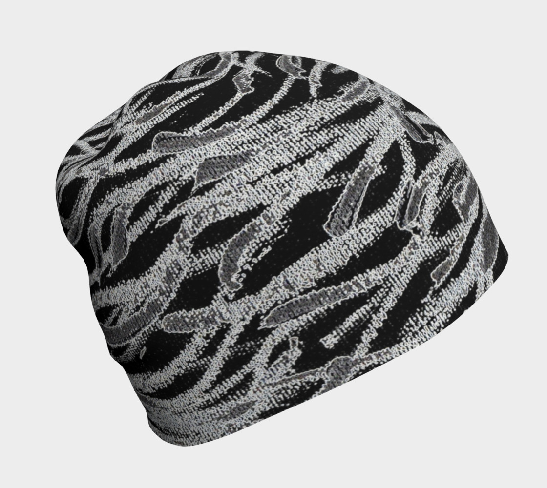 Black White Abstract Lines Beanie preview #1