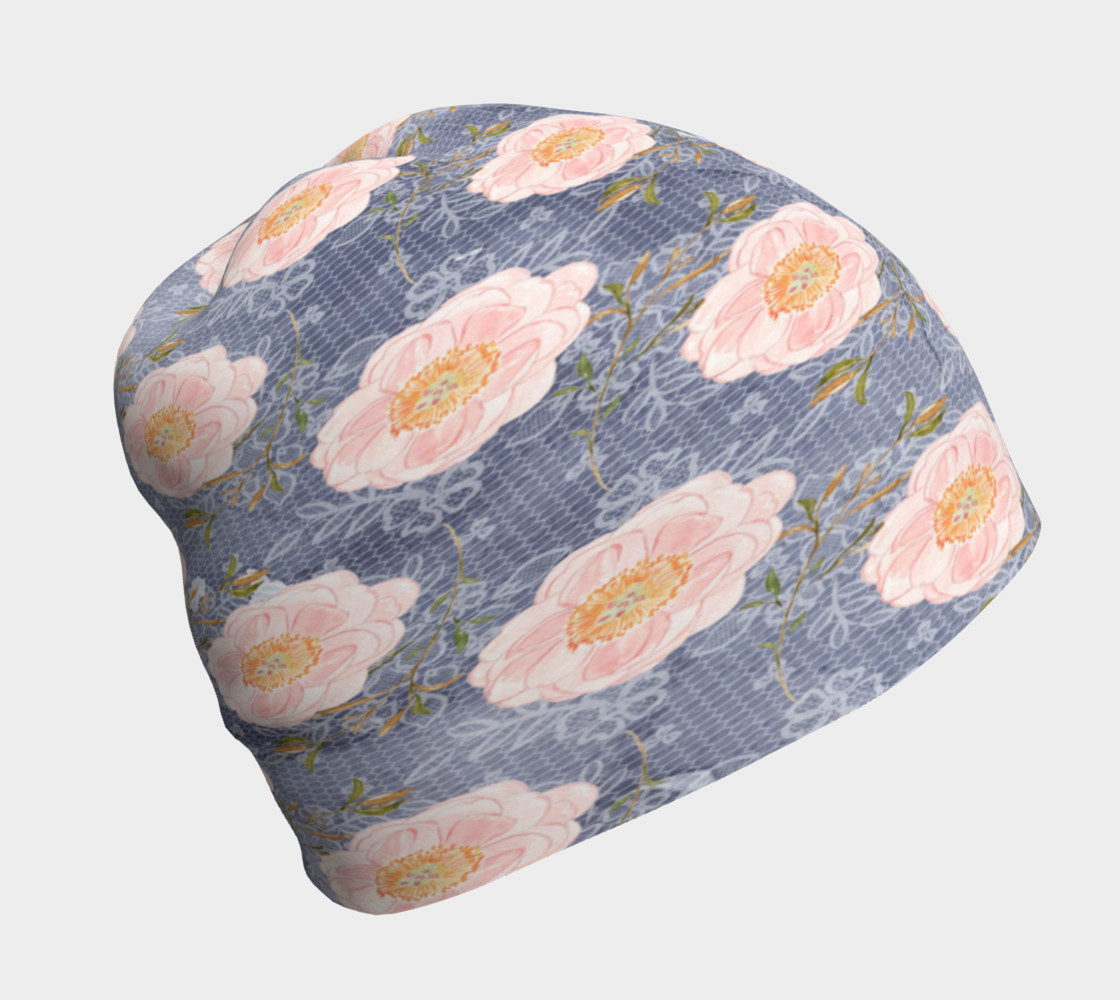 Aperçu de Roses on Blue Beanie #1