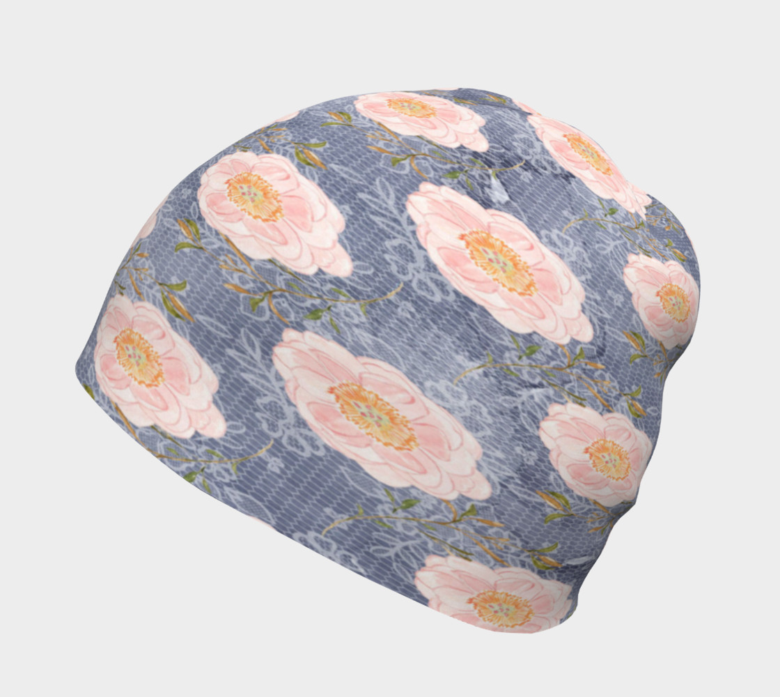 Aperçu de Roses on Blue Beanie #2