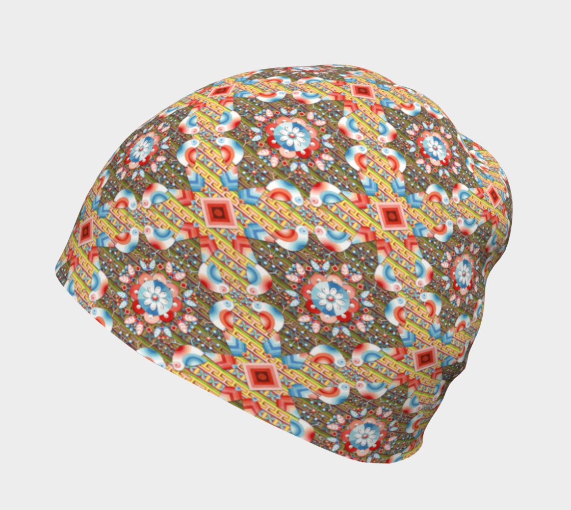 Heraldic Lovebird Beanie smaller print preview #2