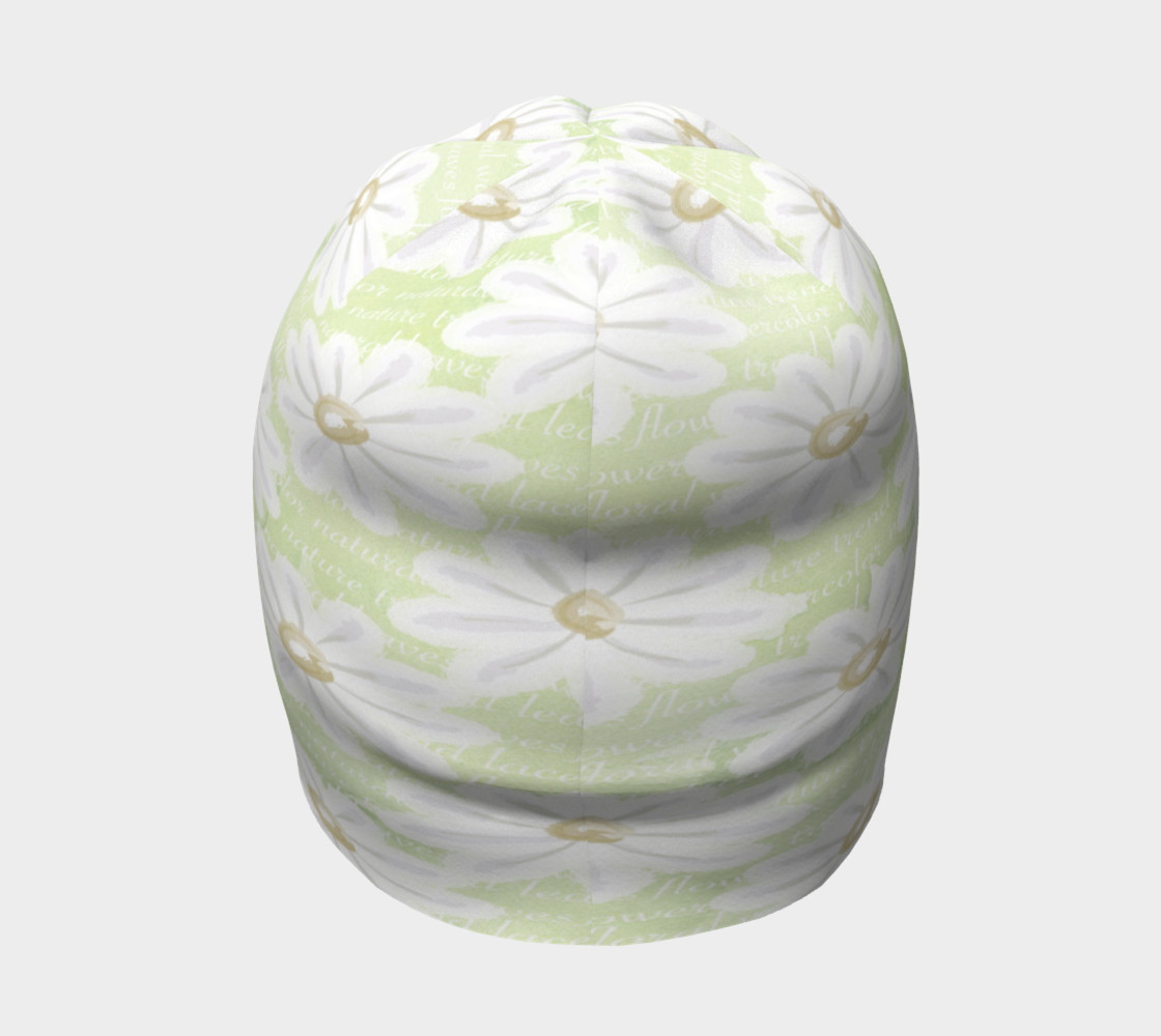 White Flowers On Green Beanie preview #4
