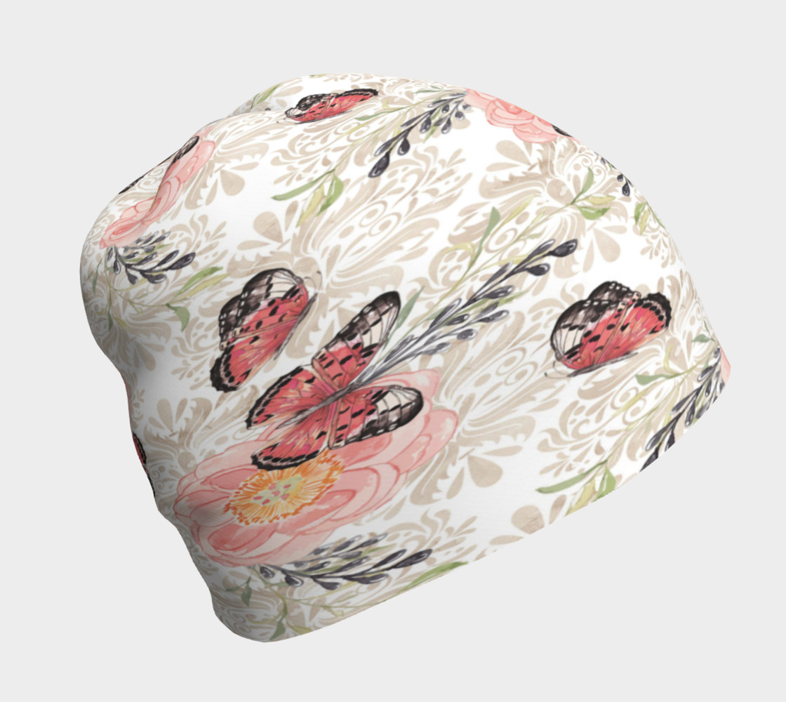 Flowers With Butterflies Beanie 3D preview