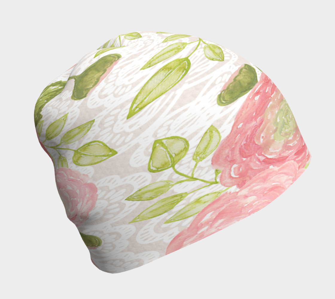 Pink Flowers Beanie 3D preview