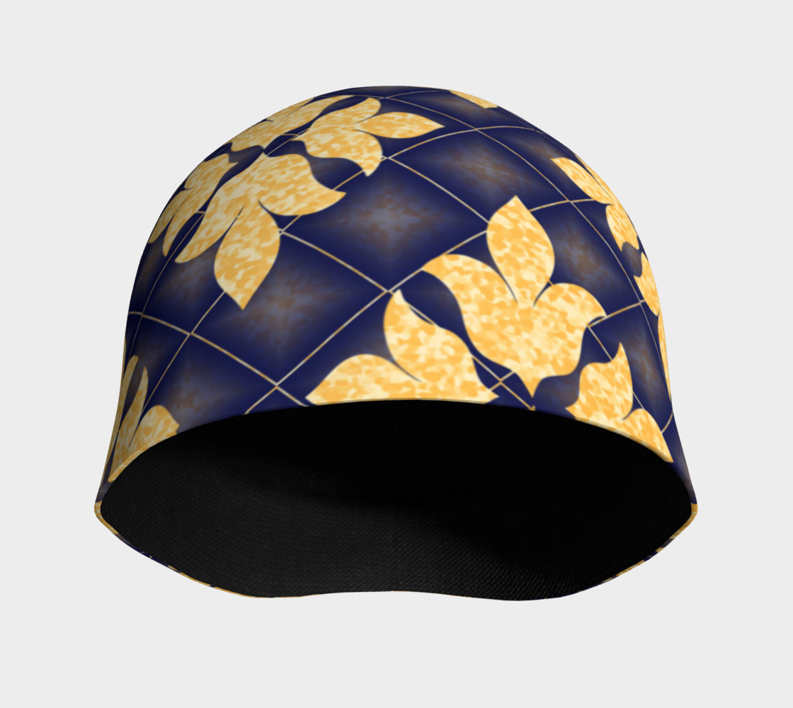Gold And Navy Print Beanie preview #3