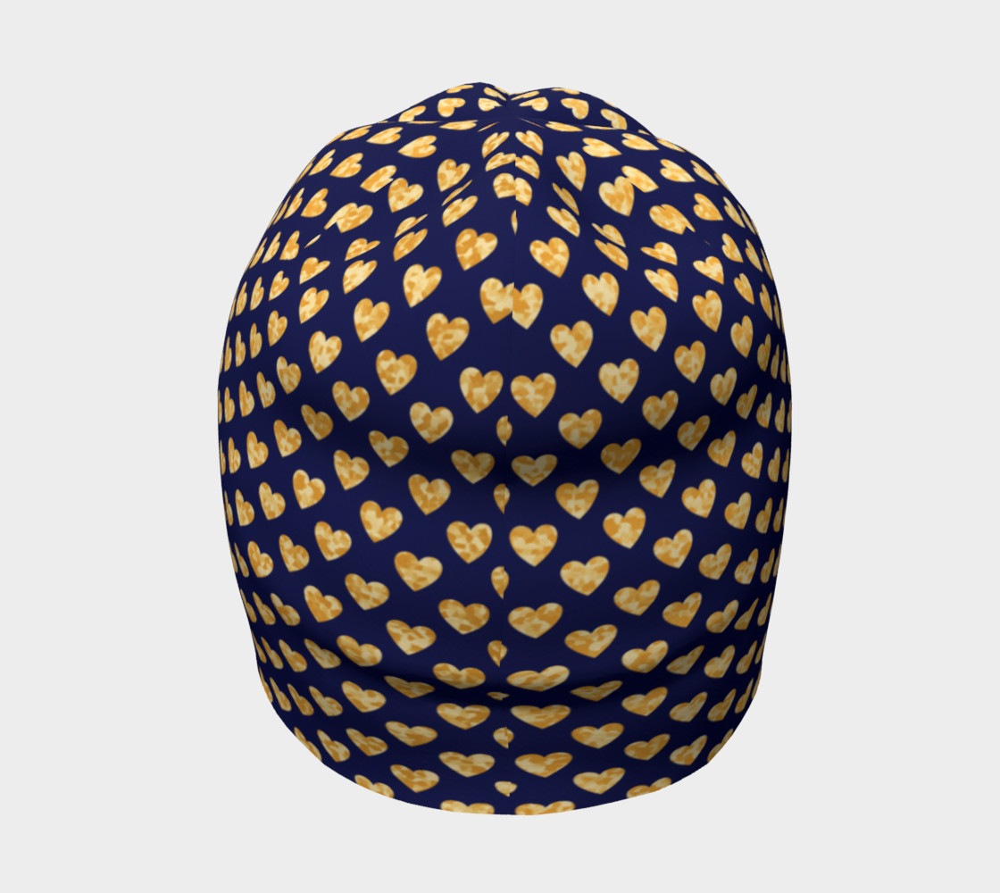 Gold Hearts On Navy Beanie preview #4