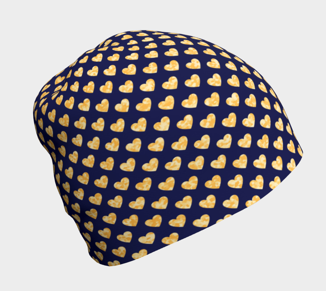 Gold Hearts On Navy Beanie preview #1