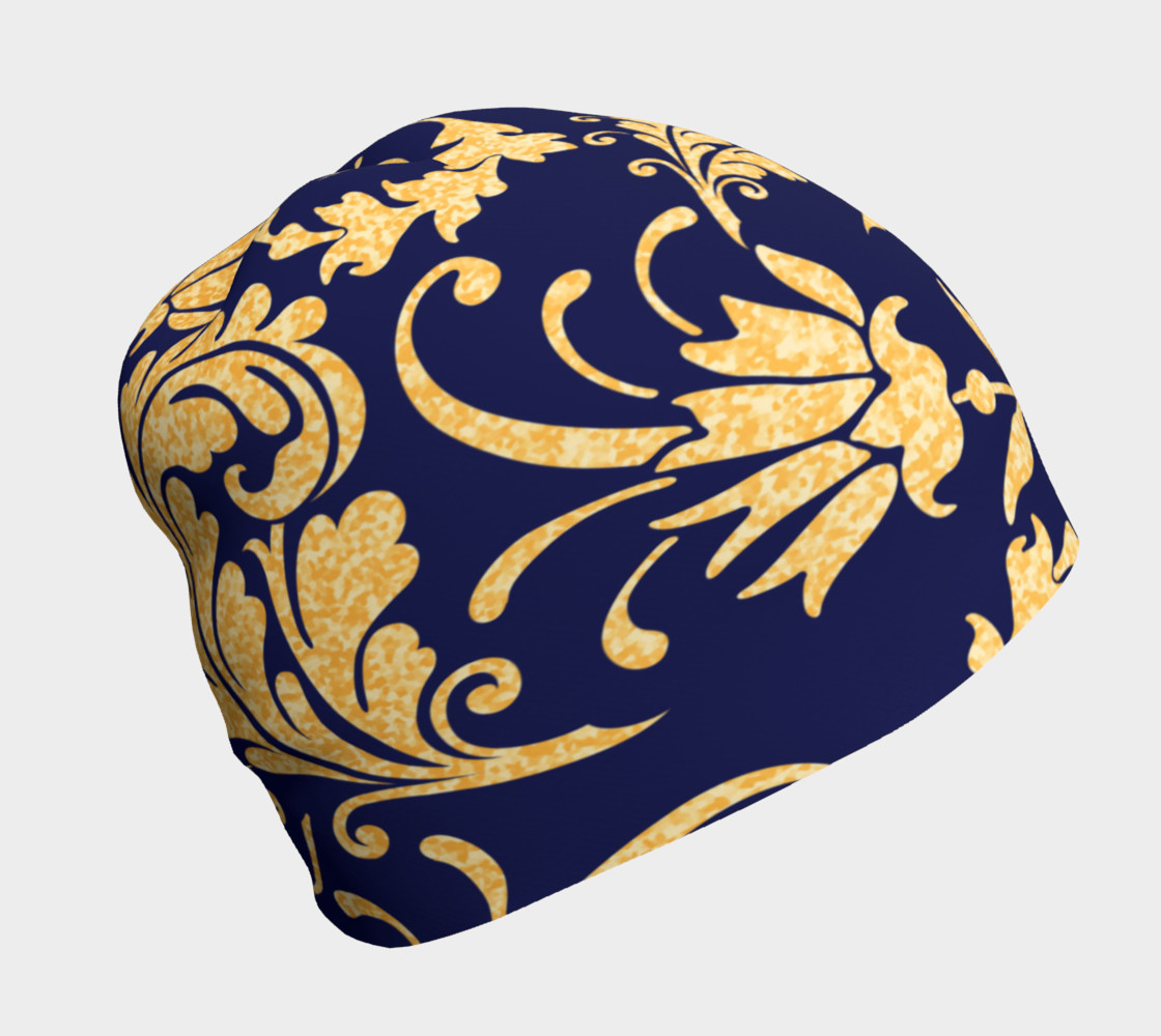 Gold And Navy Print Beanie preview #1