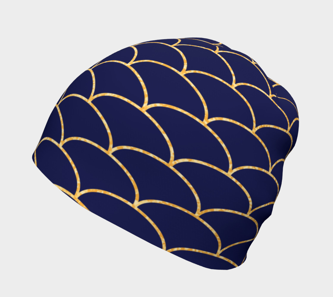 Navy With Gold Waves Beanie thumbnail #3