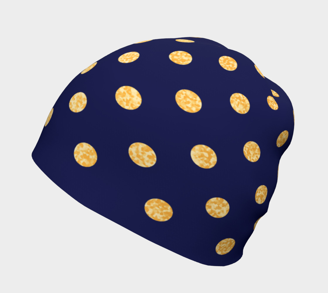 Navy With Gold Polka Dots Beanie preview #2