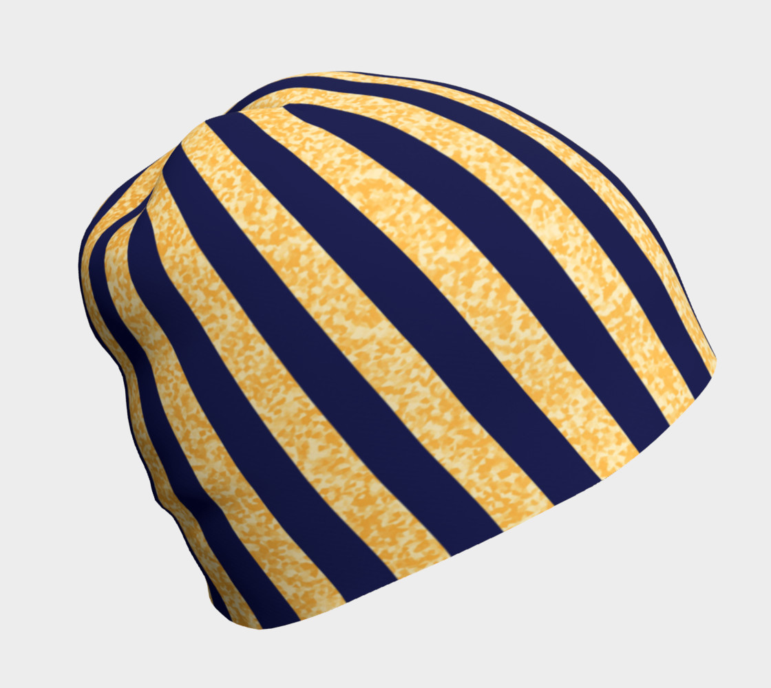 Navy And Gold Stripe Beanie preview #1