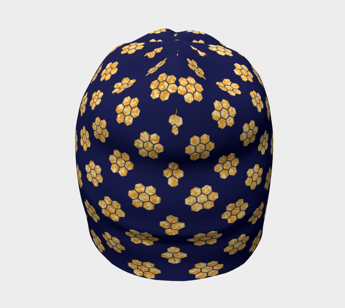 Navy With Gold HoneyComb Beanie preview #4