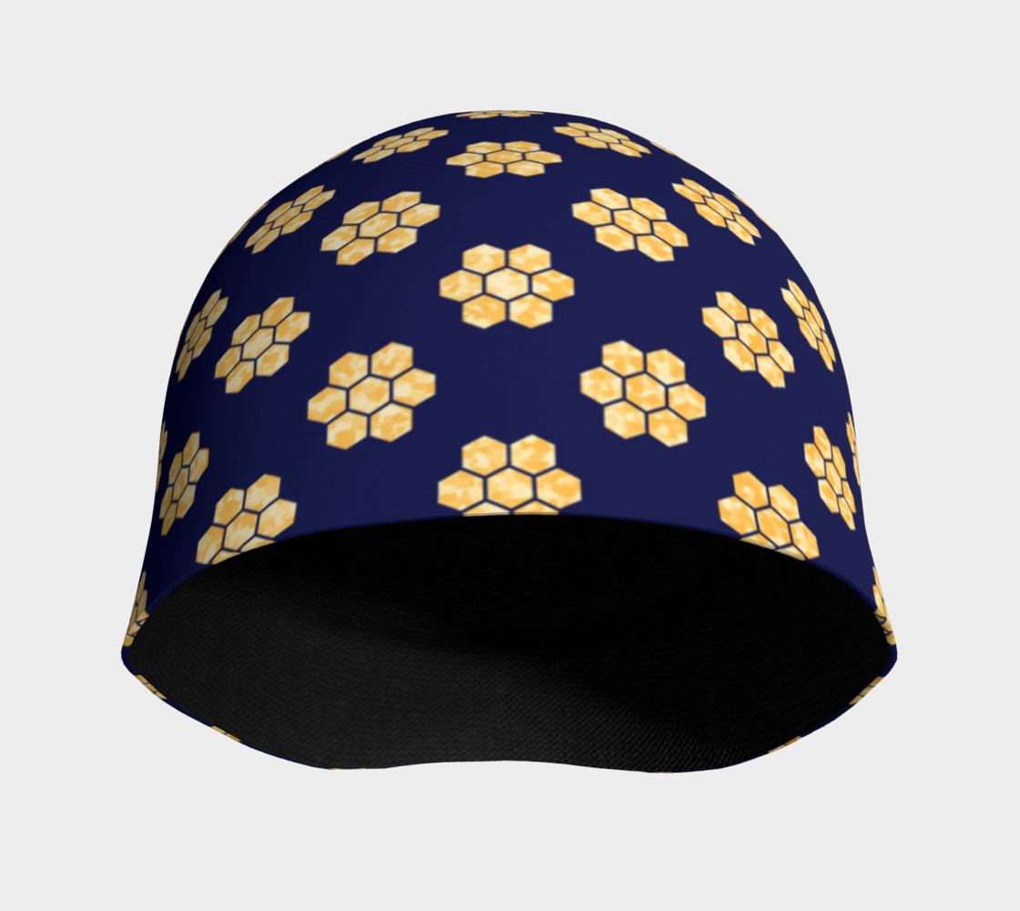 Navy With Gold HoneyComb Beanie preview #3