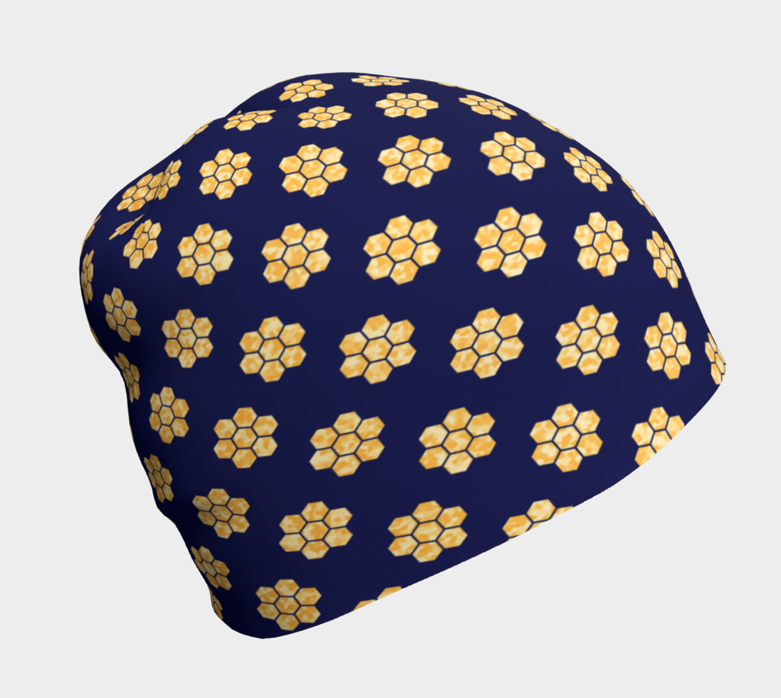Navy With Gold HoneyComb Beanie preview #1