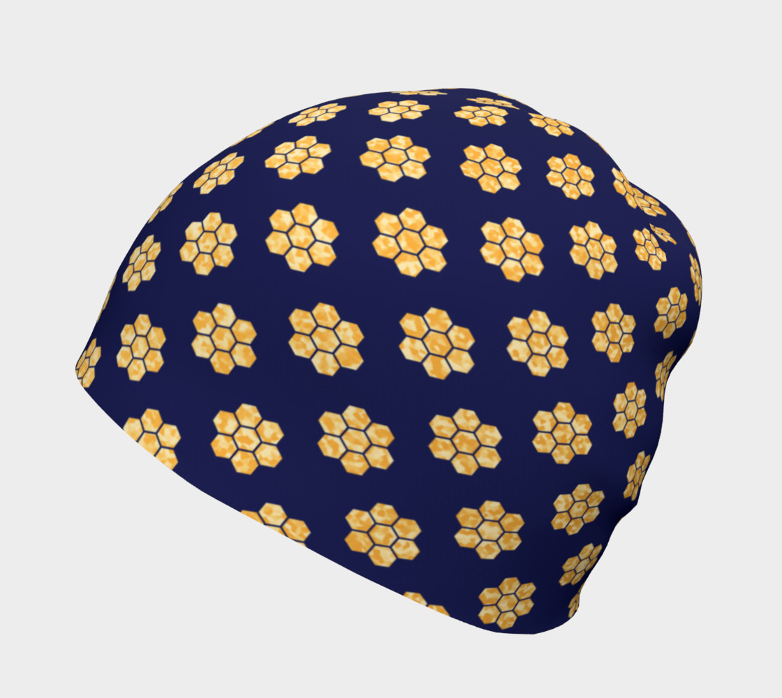 Navy With Gold HoneyComb Beanie preview #2