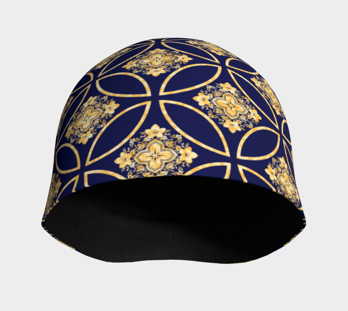 Ornate Gold And Blue Print Beanie preview #3