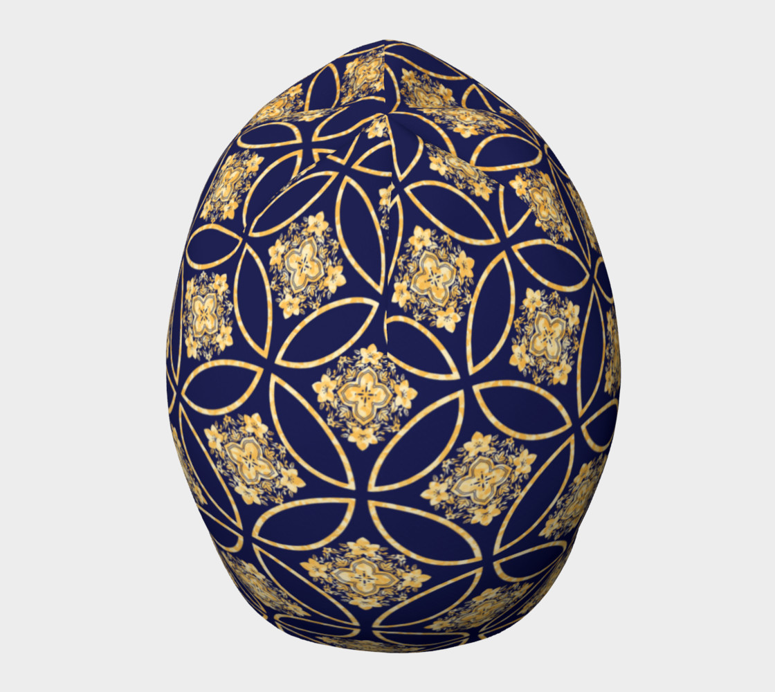Ornate Gold And Blue Print Beanie preview #5
